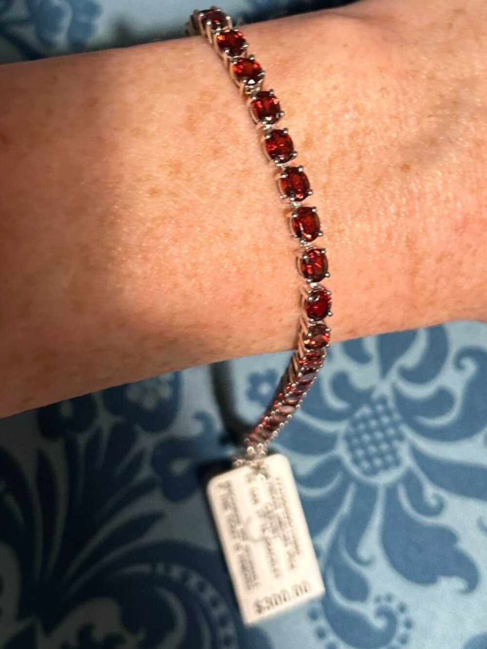 Macy's Garnet Sterling Silver Tennis bracelet - NWT